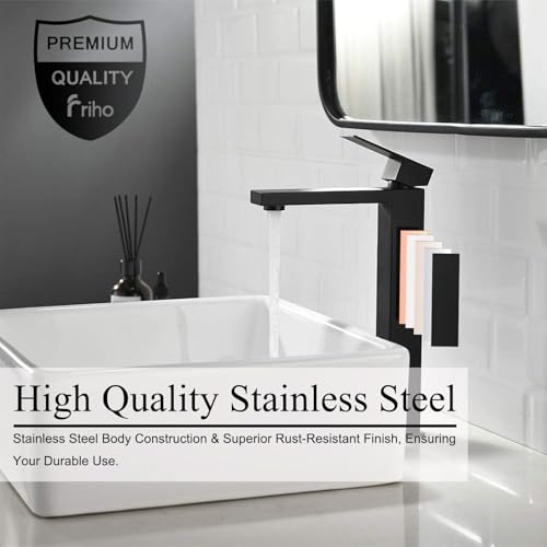 Single Handle Matte Black Tall Bathroom Vessel Sink Faucet F6027