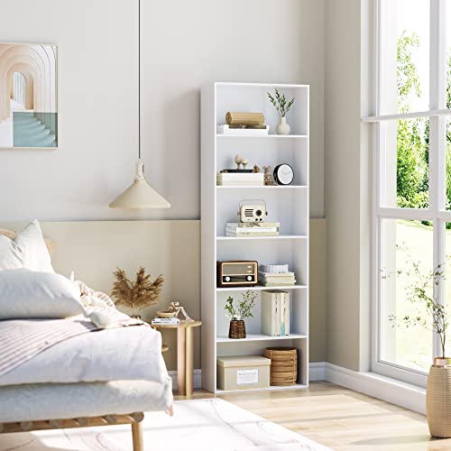 6-Tier Dark Gray Freestanding Bookcase and Bookshelf C453