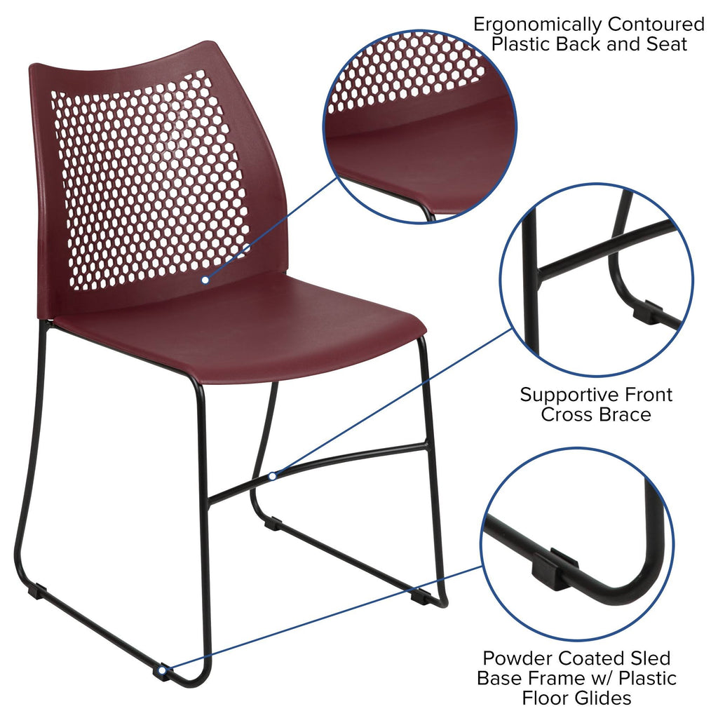 Burgundy Stack Chair with Air-Vent Back X957681