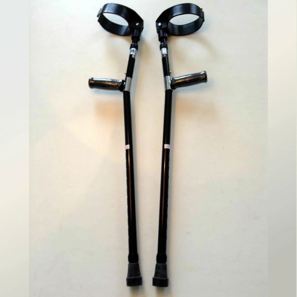 Black Forearm Crutches Size M (Pair) Lightweight Adjustable S8188