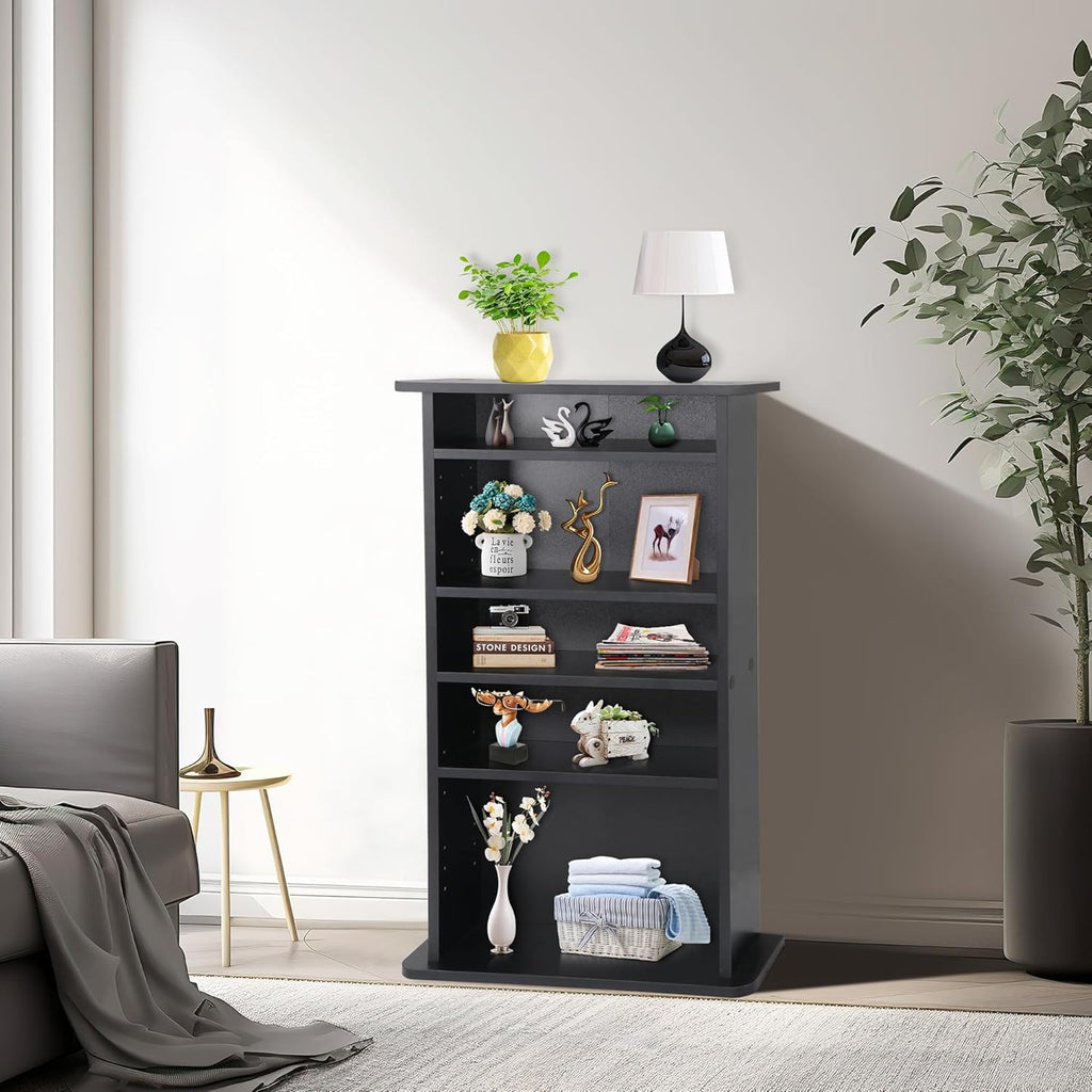 Black 5-Tier Adjustable Media Storage Shelf K306