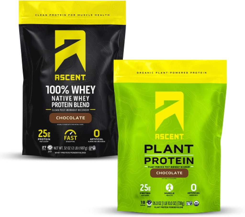 Chocolate Whey and Plant Protein Powder 2 lb 18 Servings A471485