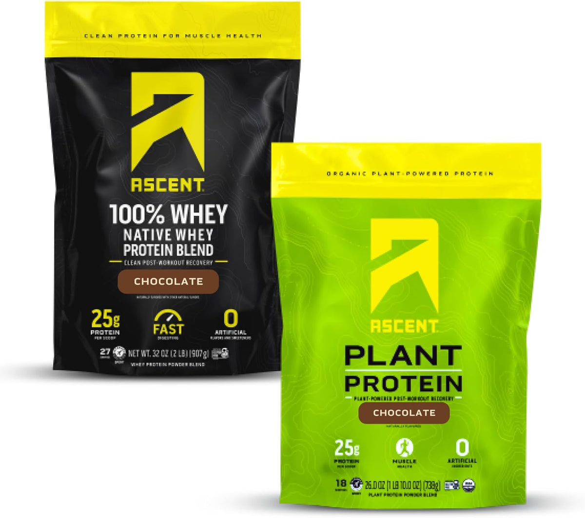 Chocolate Whey and Plant Protein Powder 2 lb 18 Servings A471485