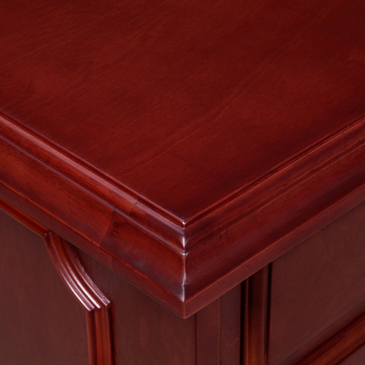 Mahogany L Shape Desk with Double Pedestal Drawer Unit J8833