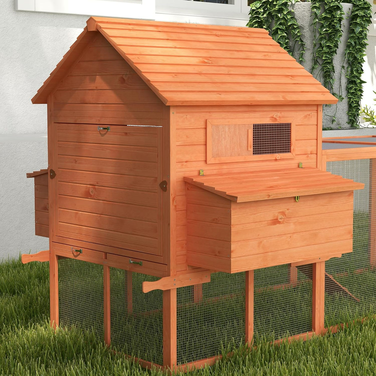 Large Wooden Chicken Coop with Run G93390