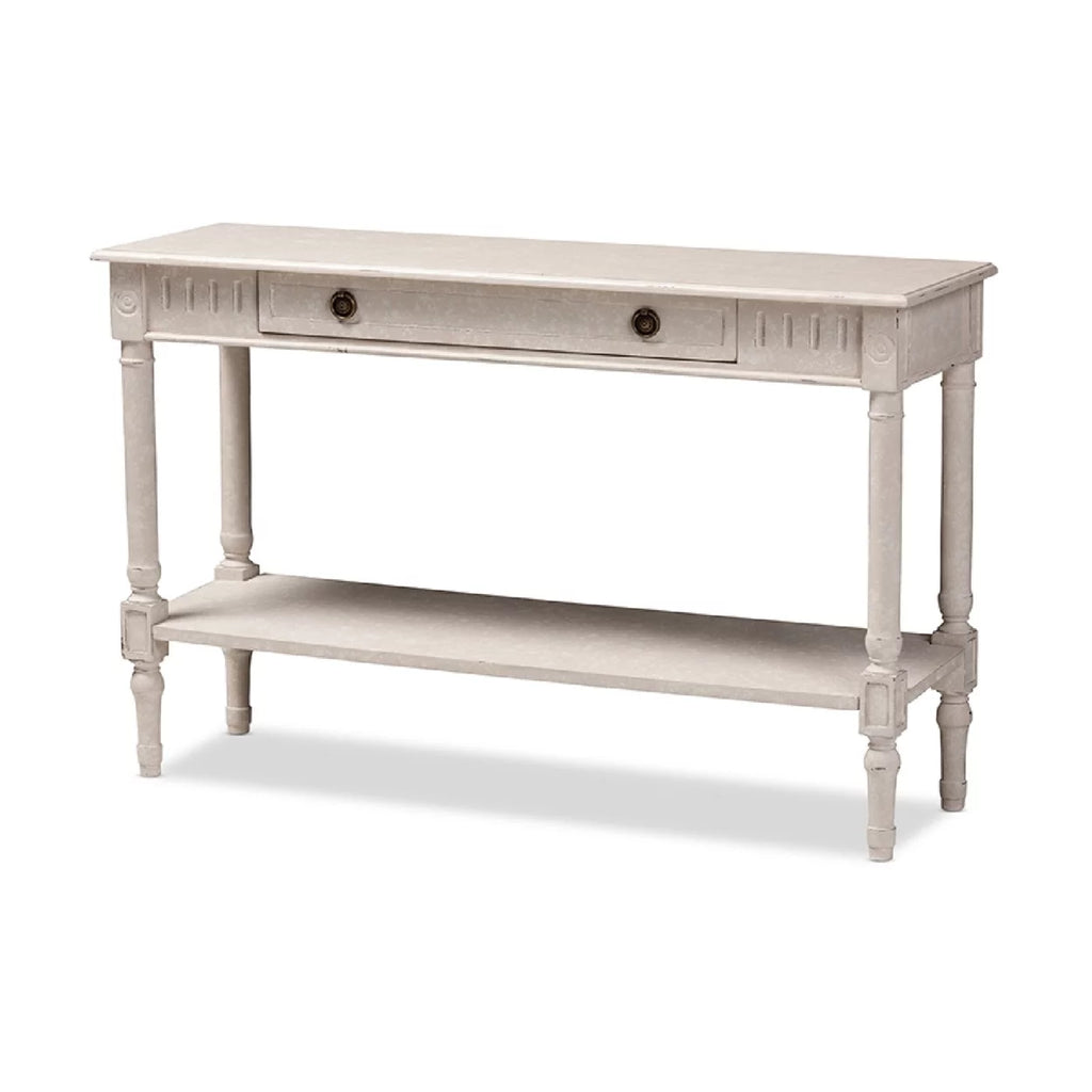 Whitewashed 1-Drawer Console Table T386