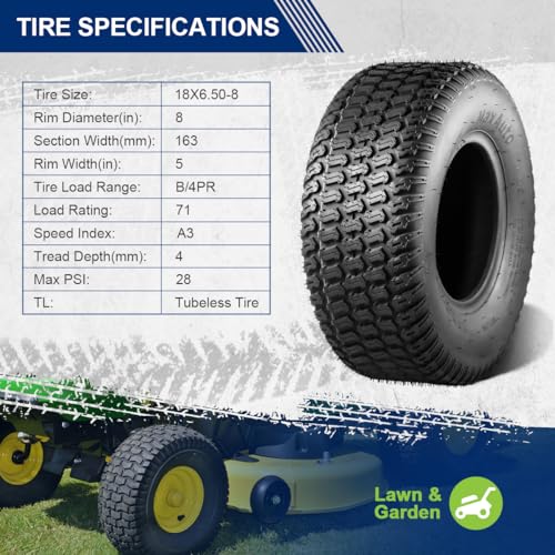 2 Pcs 20x8-10 Turf Saver Tire, 20x8.00x10 Lawn & Garden Tire Y78590