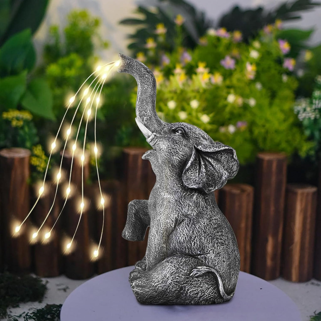 Elephant Statue Solar Garden LED Light Strings O22667