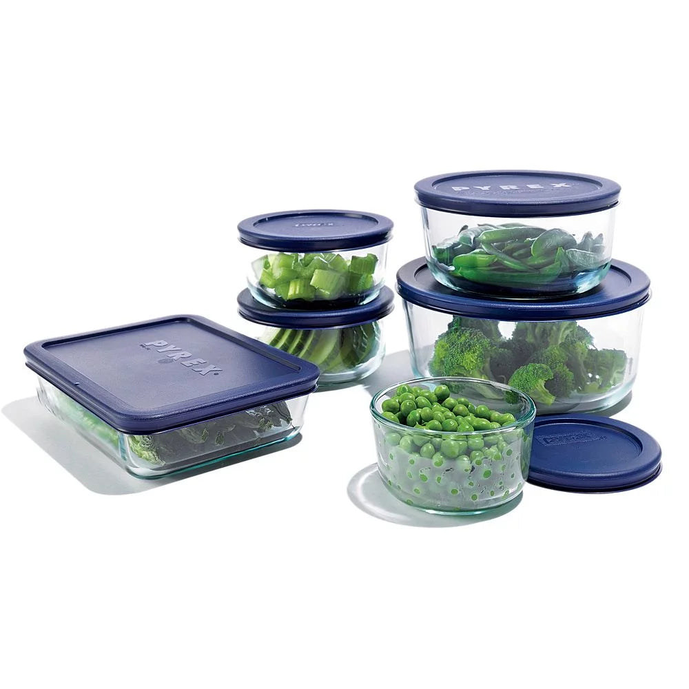 4 Cup Round Clear Storage Dish with Blue Lid, Pack of 4 Z165