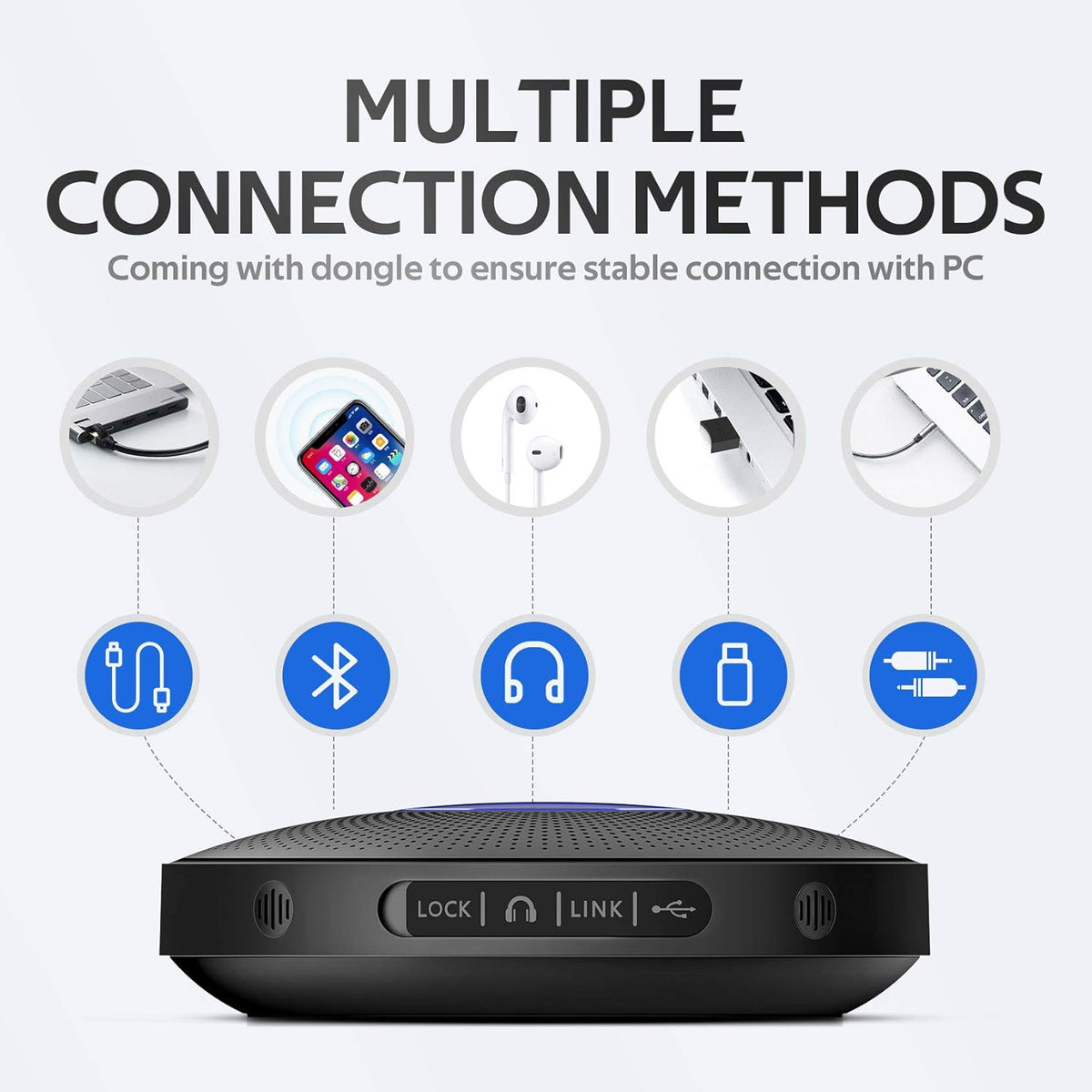 Bluetooth Speakerphone with 4 Directional Mics G703