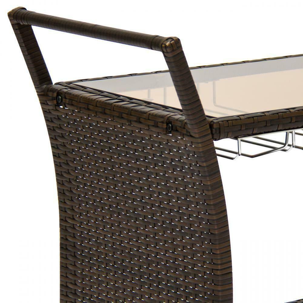 Rolling Wicker Bar Cart with Ice Bucket Y227