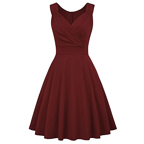 Vintage Sleeveless V-Neck Swing Dress H829209