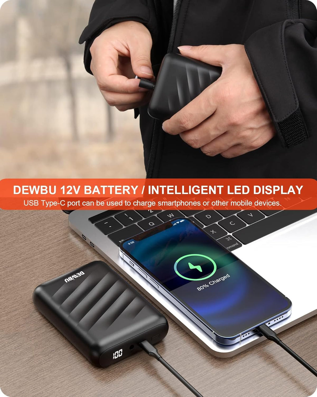 Grey Heated Jacket with 12V Battery Pack C101530
