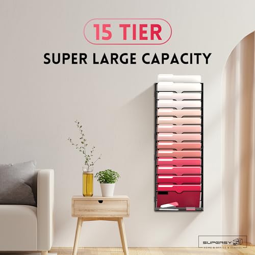 2 Pack 15-Tier Black Hanging Wall Mount File Organizer Z869965