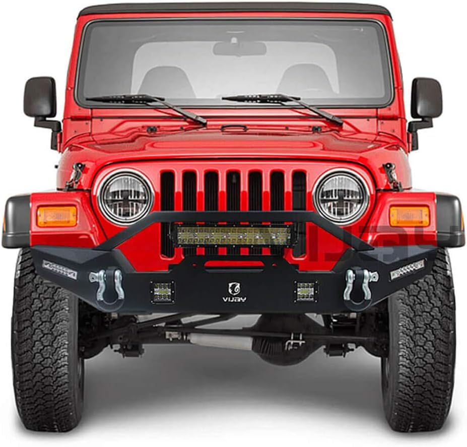 Front and Rear Bumper with Textured Black LED Lights Winch Plate Tire Carrier I89923