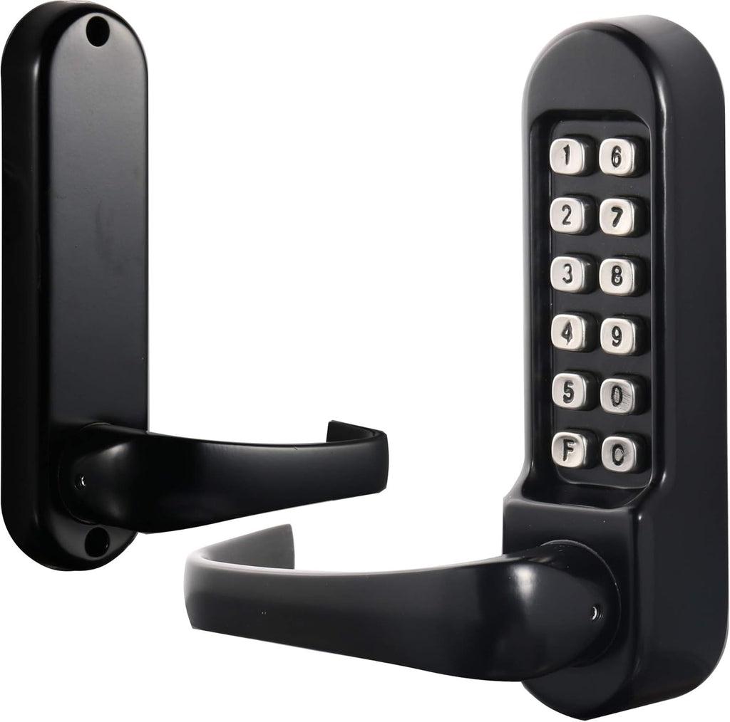 Mechanical Push Button Keypad Lock, 2 3/8 Backset Latch, Keyless Entry & Override E9130