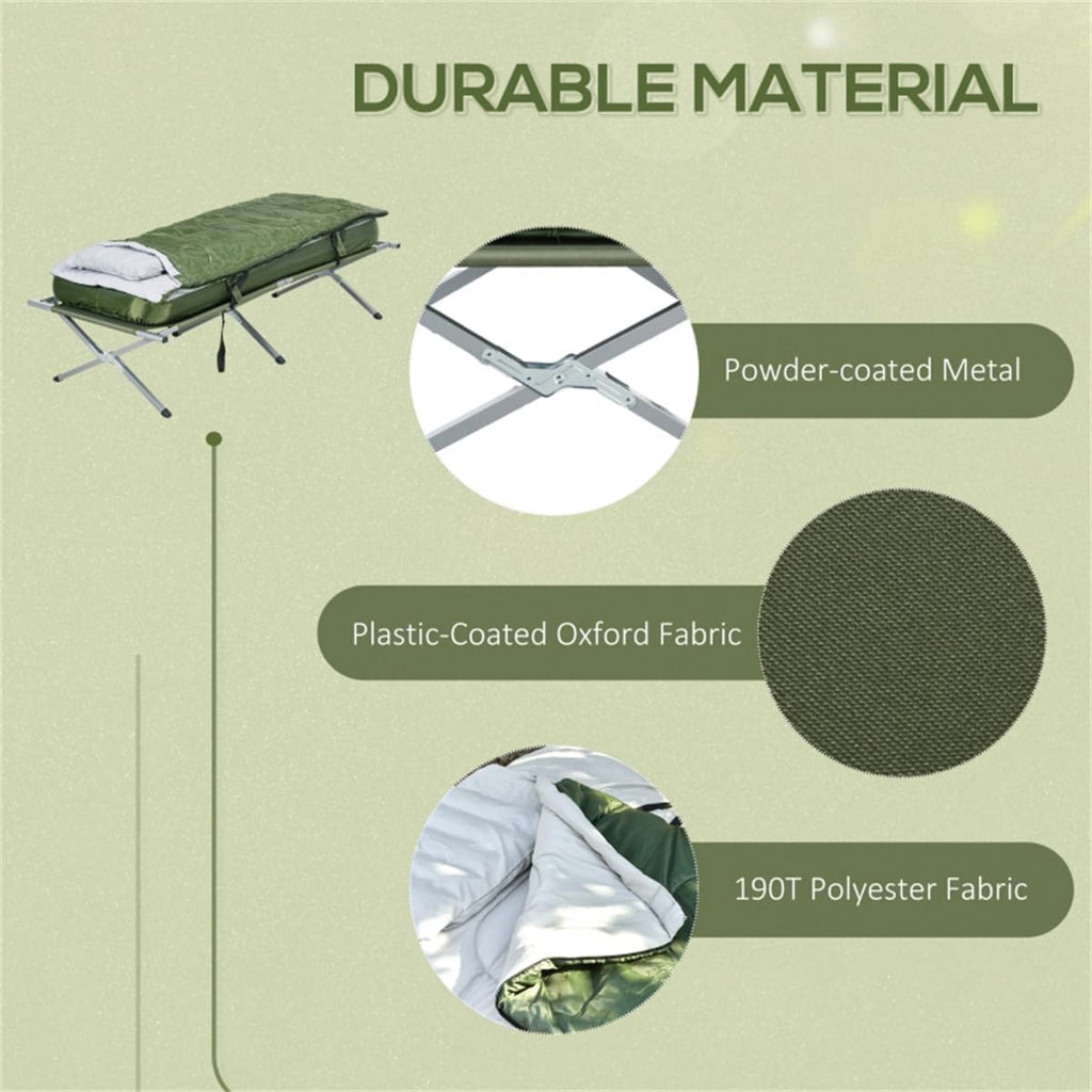 Fold Up Camping Bed Set with Air Cot, Sleeping Bag, Pump W9174