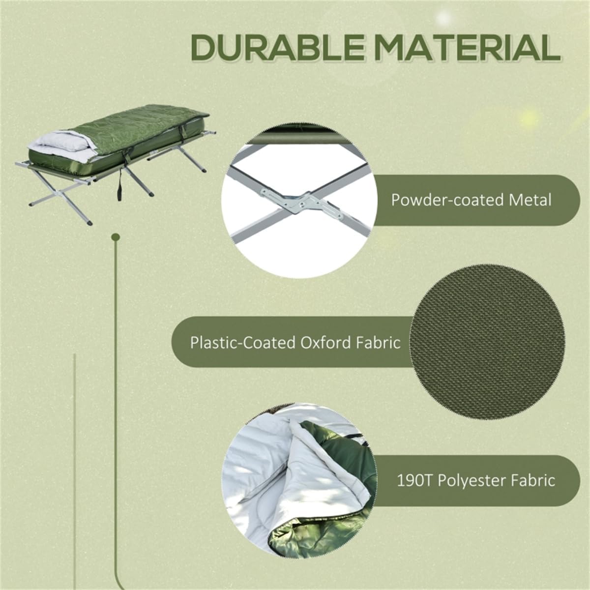 Fold Up Camping Bed Set with Air Cot, Sleeping Bag, Pump W9174