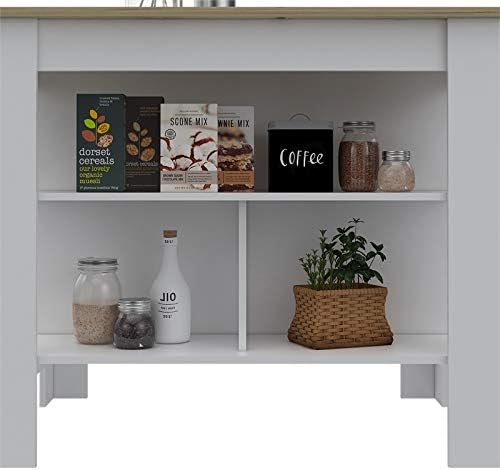 Kitchen Island with White Base and Light Oak Top S3631