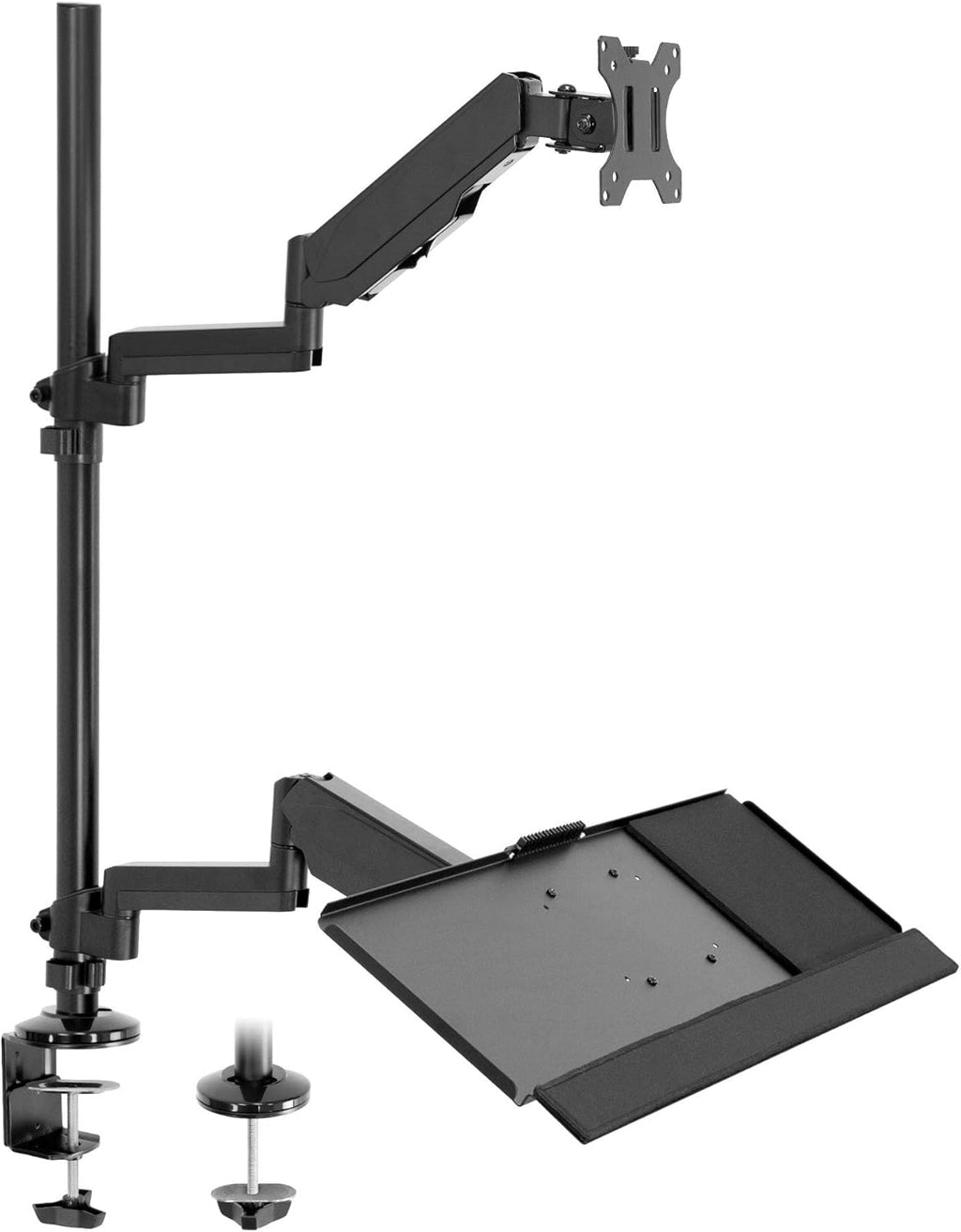 Black Height Adjustable Monitor Desk Mount with Keyboard Tray Z883