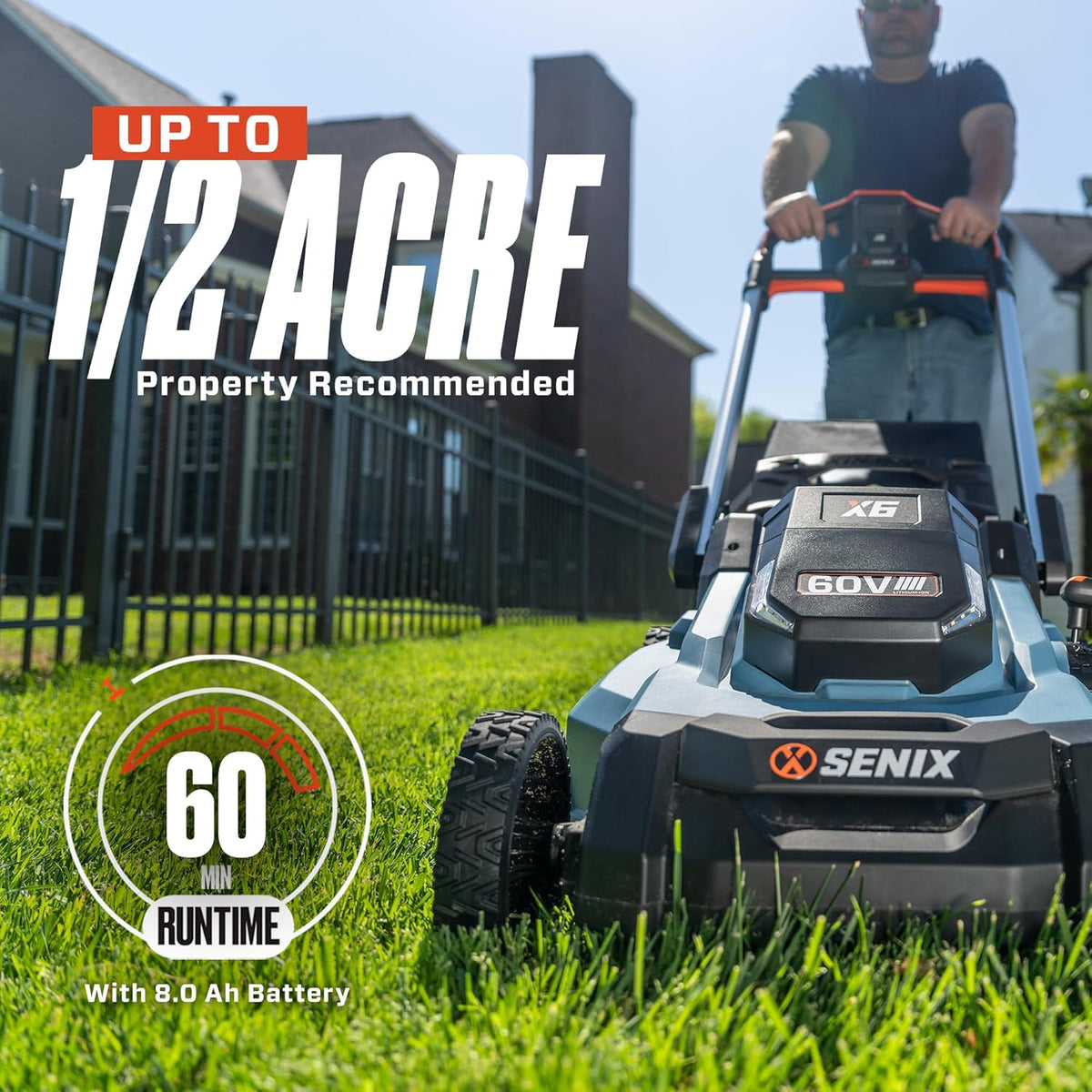 60 Volt Max 21-Inch 3-in-1 Cordless Push Lawn Mower with 6Ah Lithium-ion Battery & Charger L5463