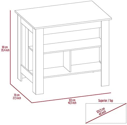 Kitchen Island with White Base and Light Oak Top S3631