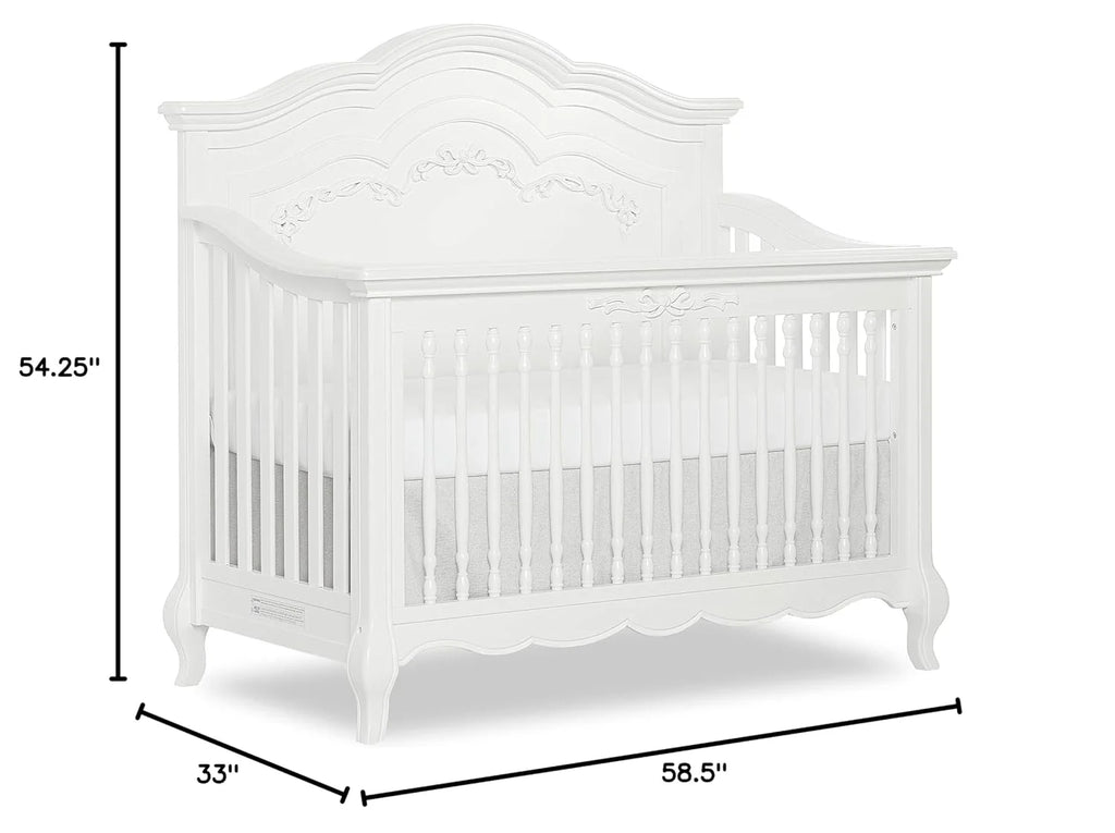 5-in-1 Convertible Crib in Frost, Greenguard Gold Certified, Wooden Baby Crib O129
