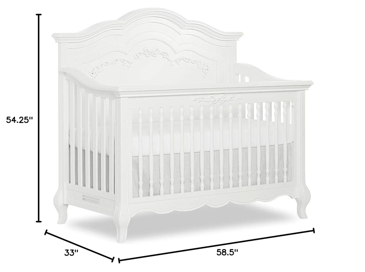 5-in-1 Convertible Crib in Frost, Greenguard Gold Certified, Wooden Baby Crib O129
