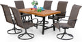 7 Piece Acacia Wood Outdoor Dining Set with 6 Swivel Rattan Chairs K659