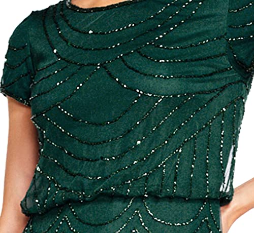 Short Sleeve Blouson Beaded Gown C86401