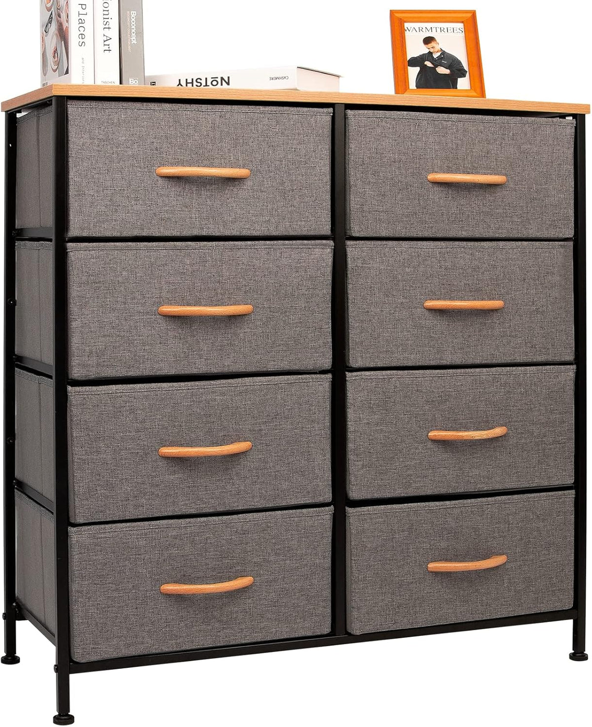 8 Drawer Dresser with Wooden Top and Steel Frame R321