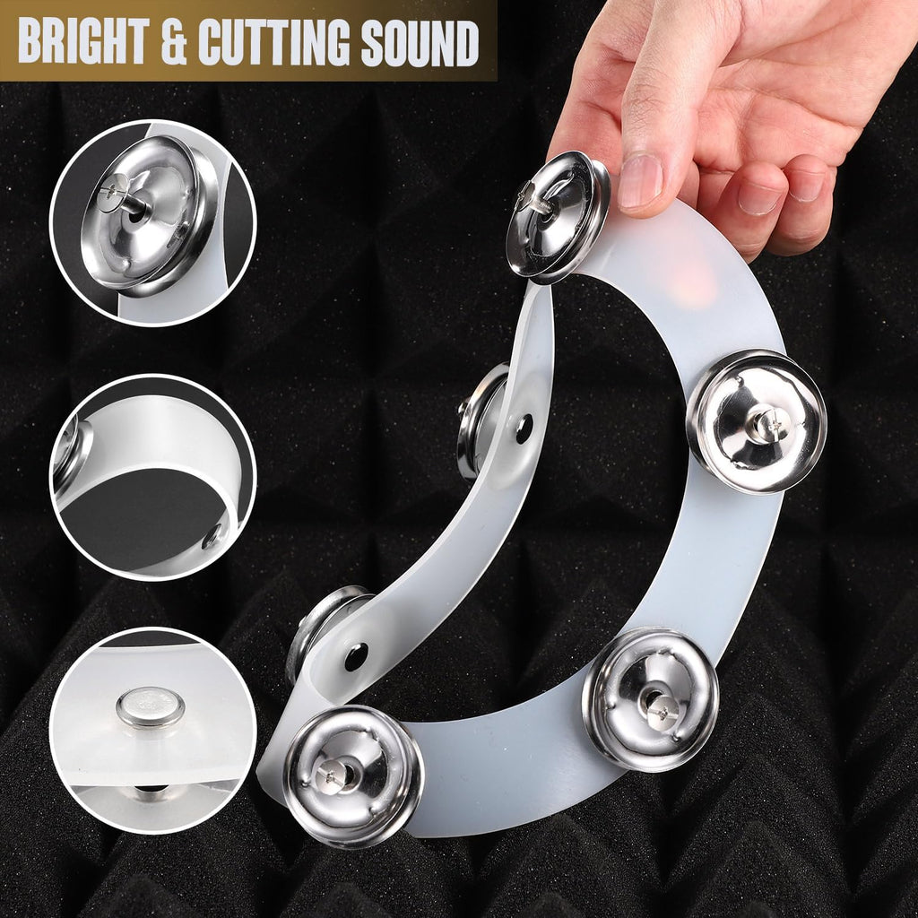 Silicone Single Rows 6 Pair Cymbal Tambourine with Stainless Steel Jingles F64132