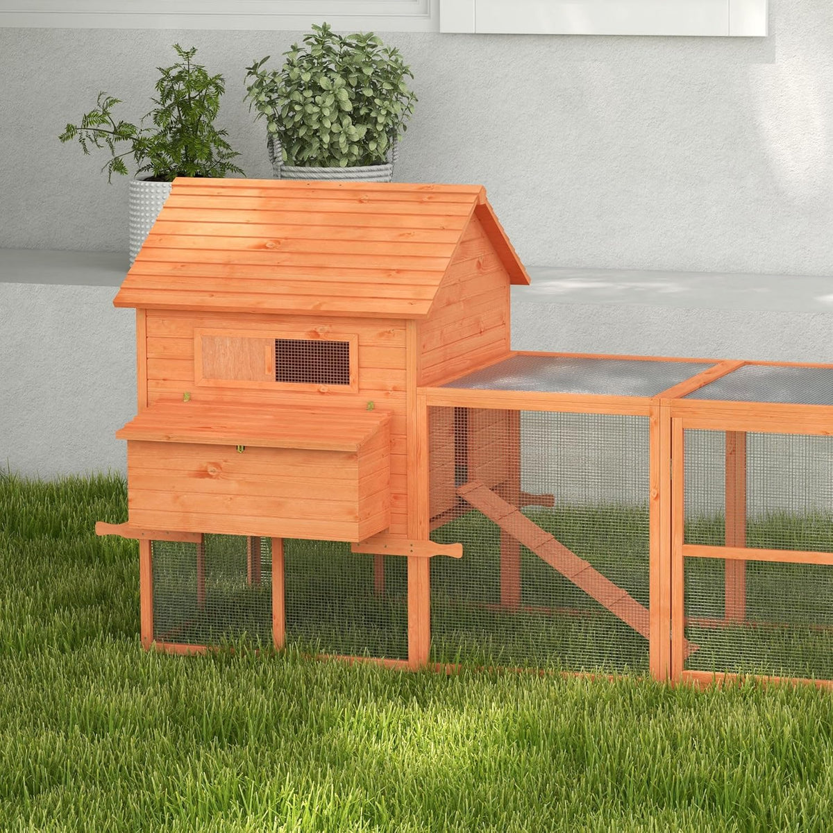 Large Wooden Chicken Coop with Run G93390