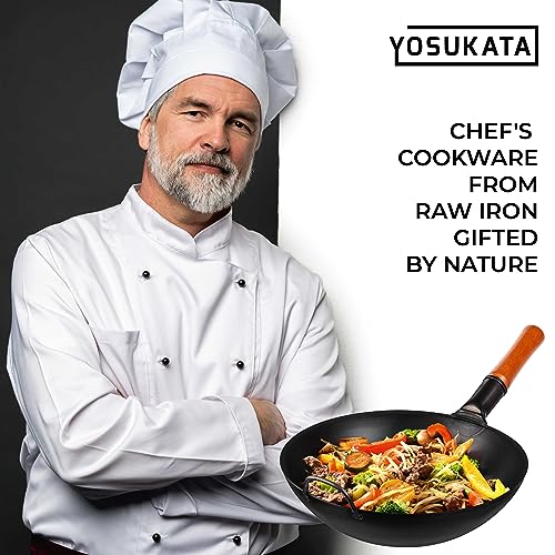 13.5" Flat Bottom Carbon Steel Wok Pan H405830