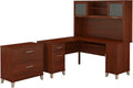L Shaped Desk with Hutch and Lateral File Cabinet U2143