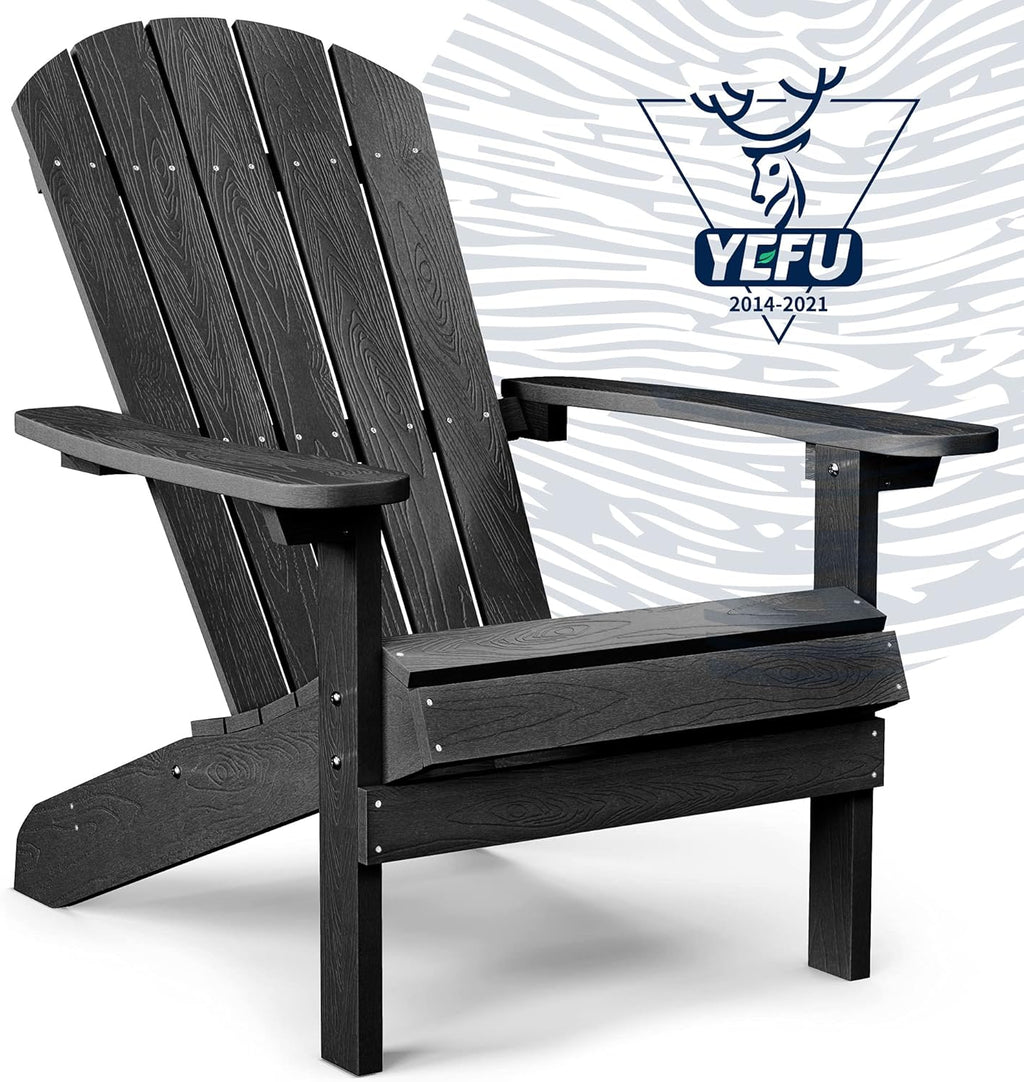 Black Plastic Weather Resistant Adirondack Chair C2769