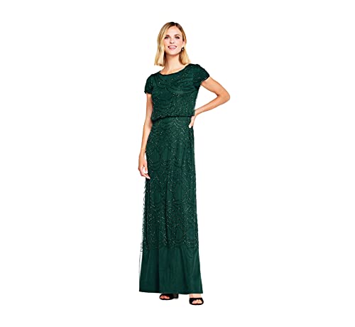 Short Sleeve Blouson Beaded Gown C86401