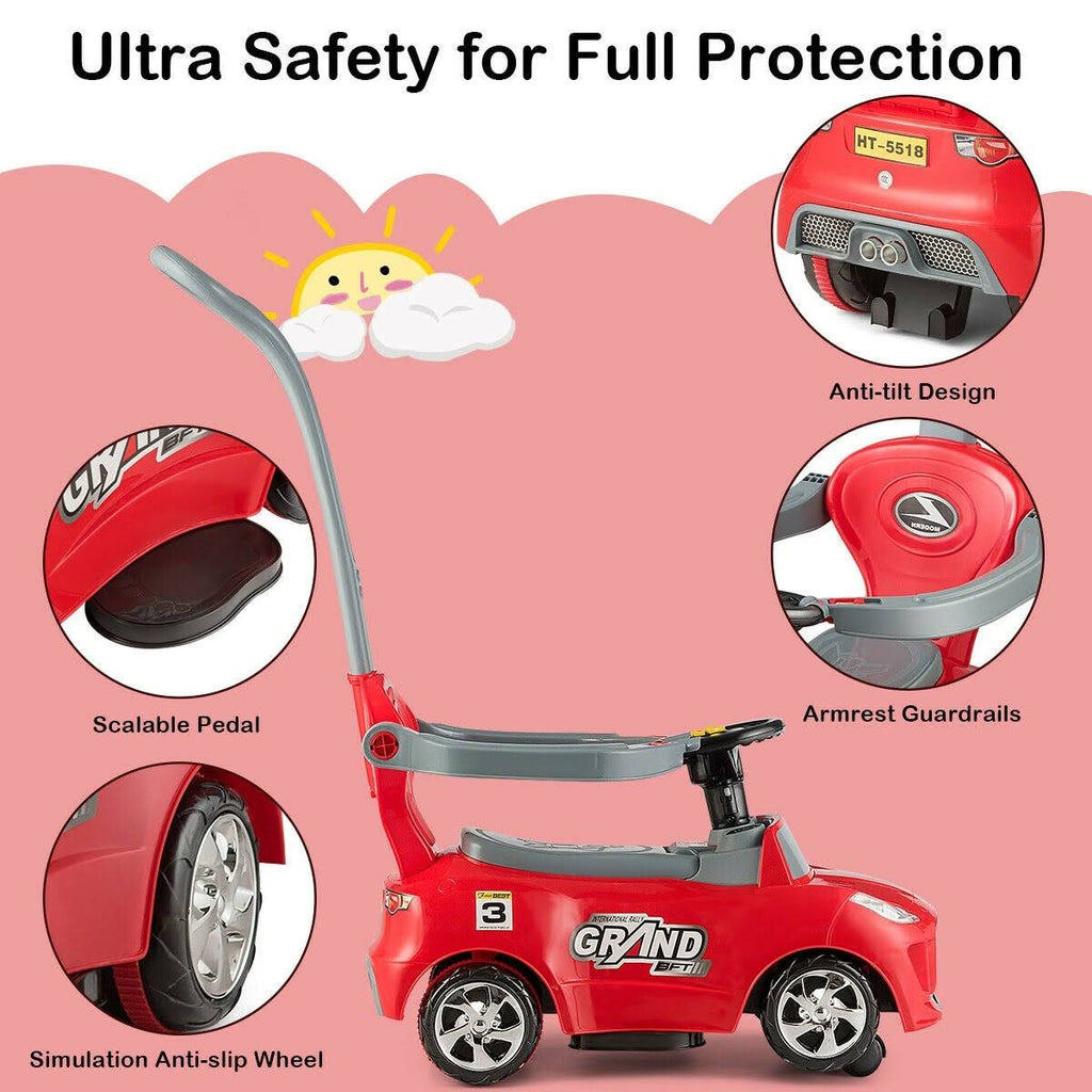 Red 3 in 1 Kids Ride on Push Car Stroller Wagon C708