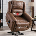 Brown Leather Oversized Power Lift Reclining Sofa D764