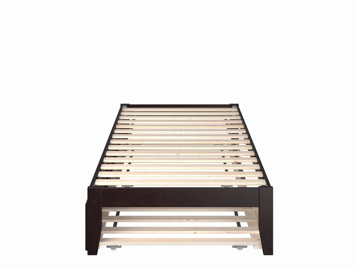 Espresso Twin XL Wood Platform Bed Frame with Trundle Z6876