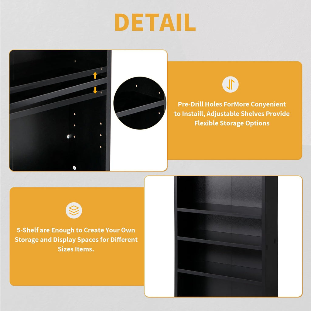 Black 5-Tier Adjustable Media Storage Shelf K306