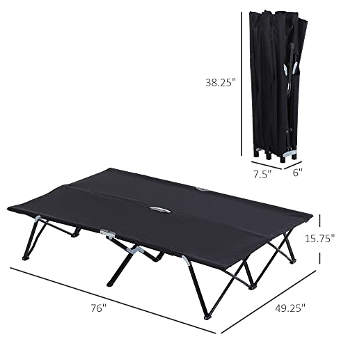 Green 2 Person Folding Camping Cot with Carry Bag V21685
