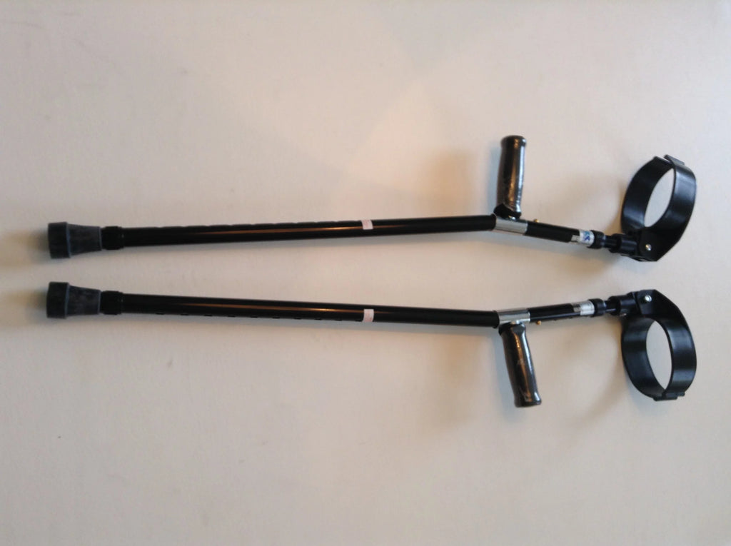 Black Forearm Crutches Size M (Pair) Lightweight Adjustable S8188