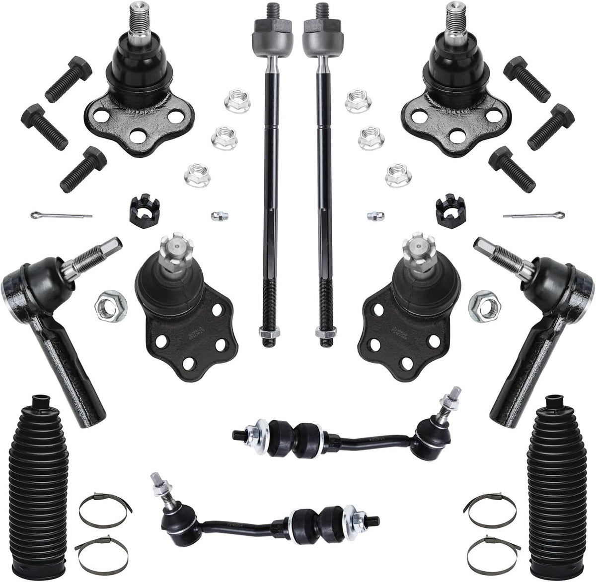 2WD Front 12pc Suspension Kit with Tie Rod Ends Sway Bars Ball Joints Boots X5624