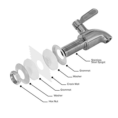Porcelain Ceramic Crock Water Dispenser with Stainless Steel Faucet, Silver Chrome G606