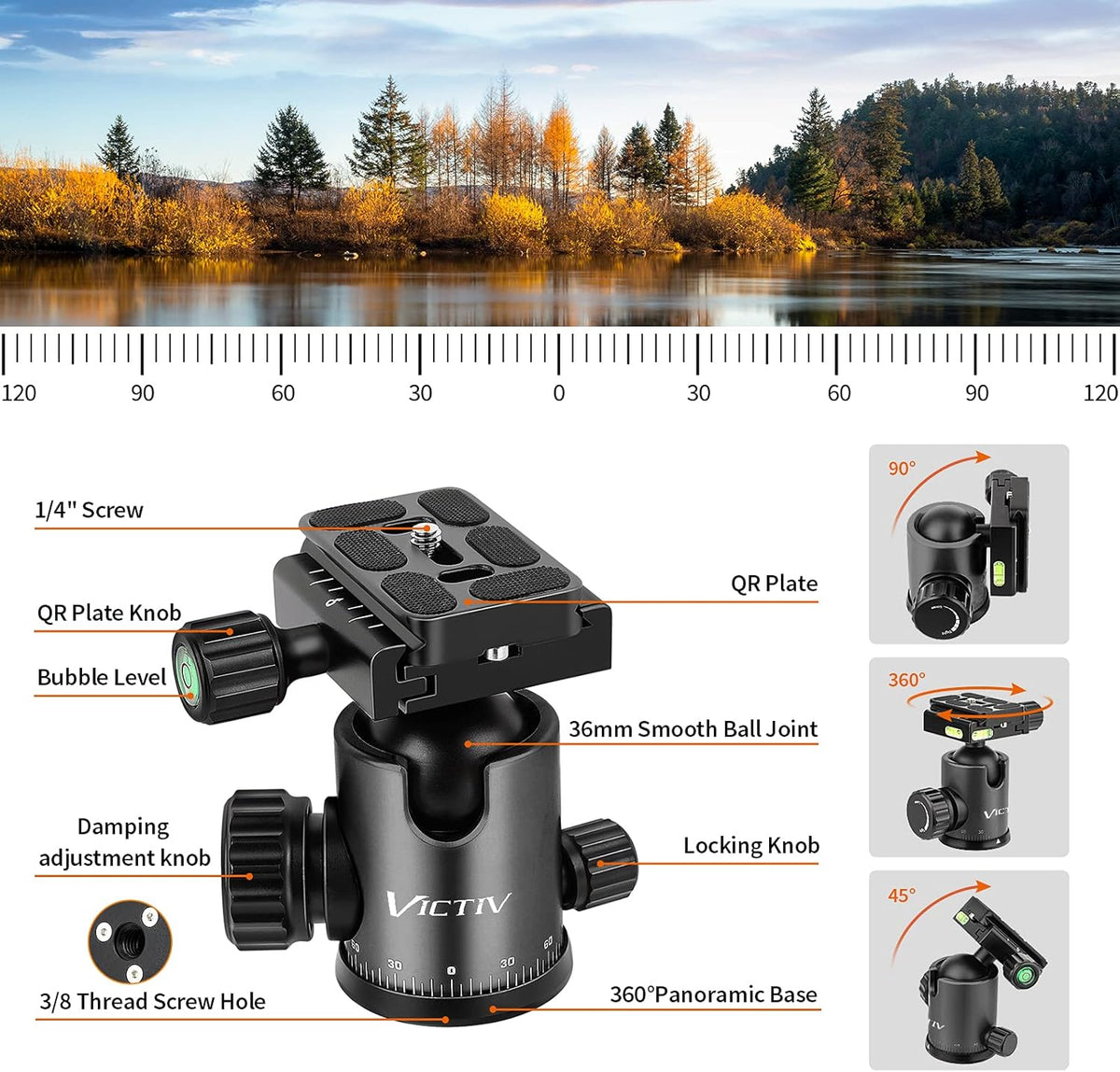 Compact Aluminum Camera Tripod with 360 Degree Ball Head L47517