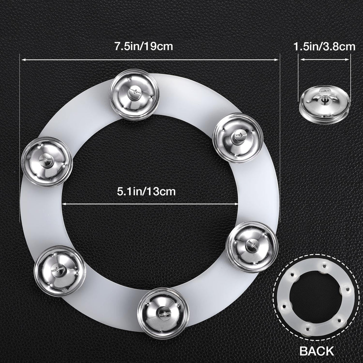 Silicone Single Rows 6 Pair Cymbal Tambourine with Stainless Steel Jingles F64132