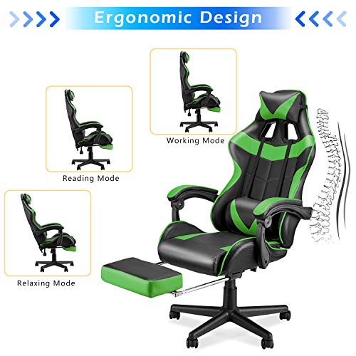 White Gaming Chair with Footrest Q60412