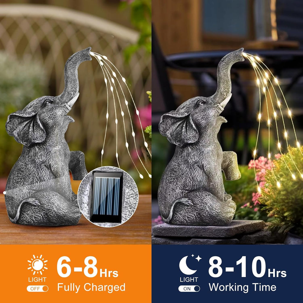 Elephant Statue Solar Garden LED Light Strings O22667