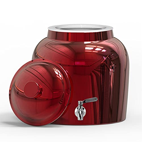 Porcelain Ceramic Crock Water Dispenser with Stainless Steel Faucet, Silver Chrome G606